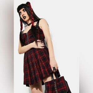 Dolls Kill Current Mood Born to Burn goth punk pleated plaid dress